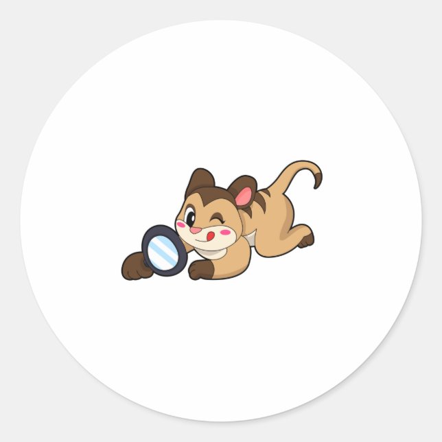 Sticker Rond Meerkat avec verre grossissant (Devant)