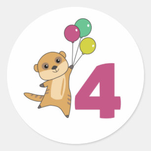 Sticker Rond Meerkat Balloons d'anniversaire Enfants Classic Ro