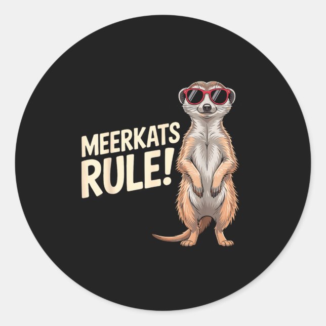Sticker Rond Meerkat Design For Men Women Kids Zoo Keeper Safar (Devant)