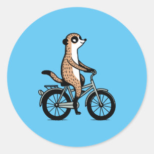 Sticker Rond Meerkat en vélo