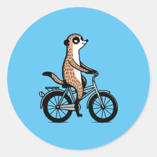 Sticker Rond Meerkat en vélo
