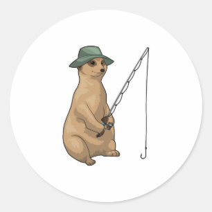 Sticker Rond Meerkat Fishing Fisher