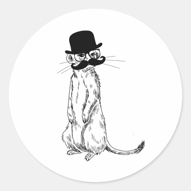 Sticker Rond Meerkat sous couverture (Devant)