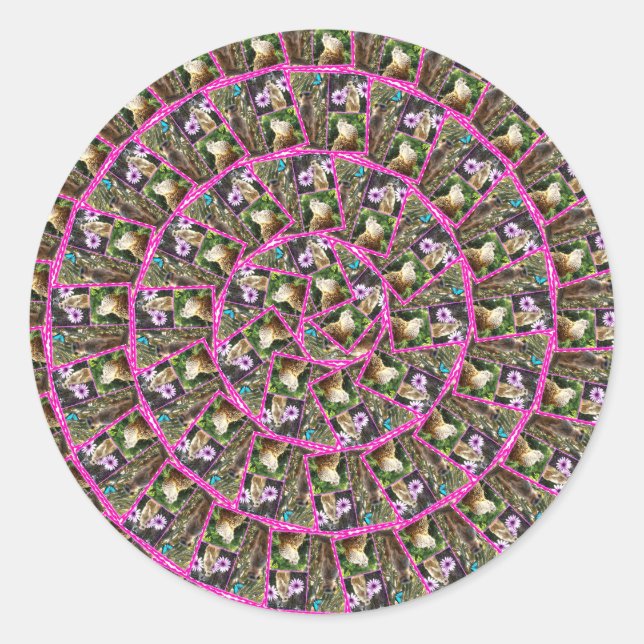 Sticker Rond Meerkat Spiral Motif Abstrait, (Devant)