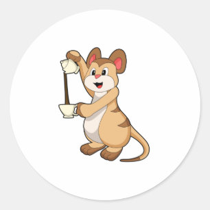 Sticker Rond Meerkat with coffee pot & coffee.PNG