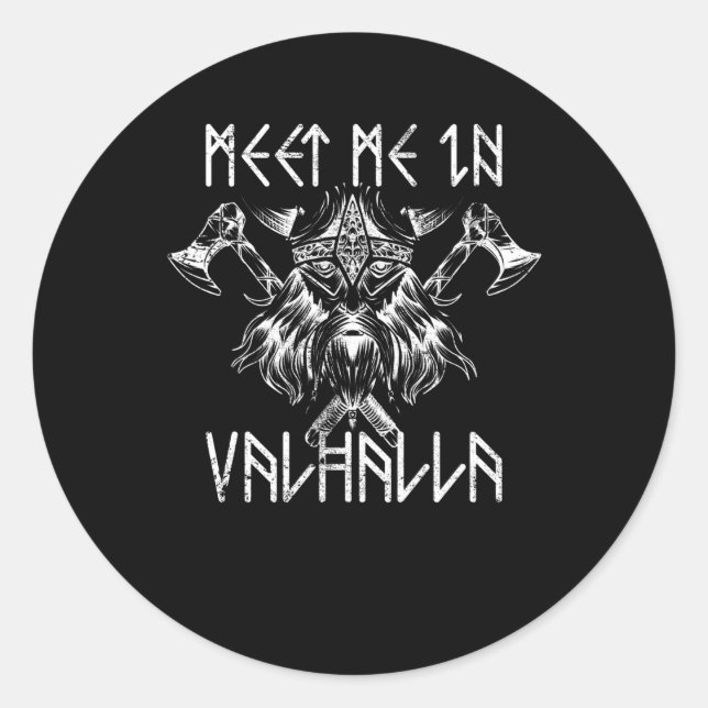 Sticker Rond Meet Me In Valhalla Nordic (Devant)