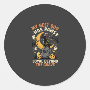 Sticker Rond Méfait Canin sous la Lune d'Halloween