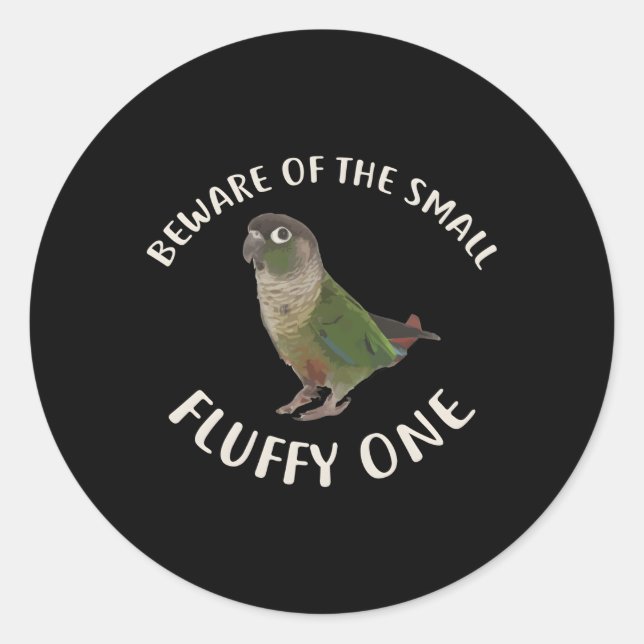Sticker Rond Méfiez-Vous De Mon Joue Verte Conure (Devant)