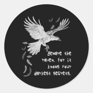 Sticker Rond Méfiez-Vous Du Costume Halloween Raven Trick Ou Tr