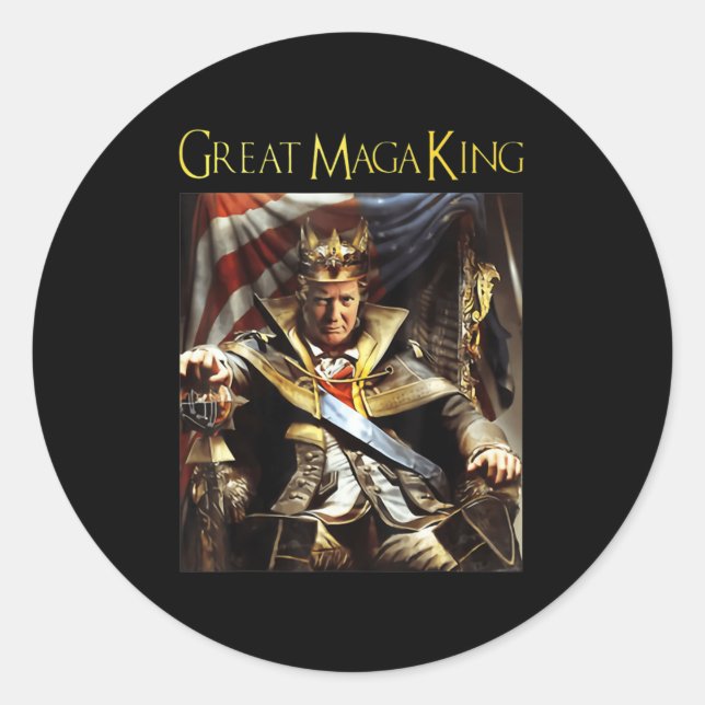 Sticker Rond Mega King USA Flag Fier Ultra Maga Trump (Devant)