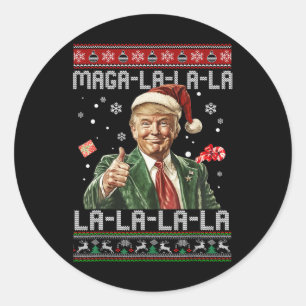 Sticker Rond Mega La La Christmas Père Noël Trump laide Sweat X