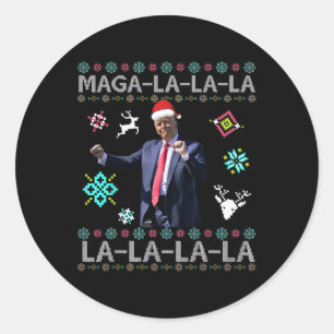 Sticker Rond Mega La La Donald Trump Président 47 Danse laid