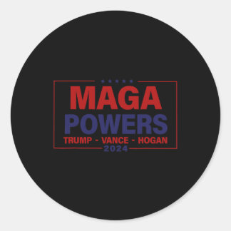 Sticker Rond Mega Powers Trump Vance Hogan 2024 Patriotic Funny