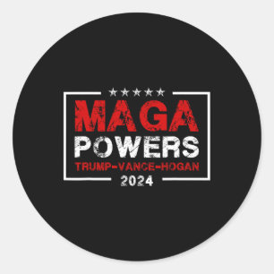 Sticker Rond Mega Powers Trump Vance Hogan 2024 Patriotic Funny