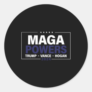 Sticker Rond Mega Powers Trump Vance Hogan 2024 Patriotic Funny