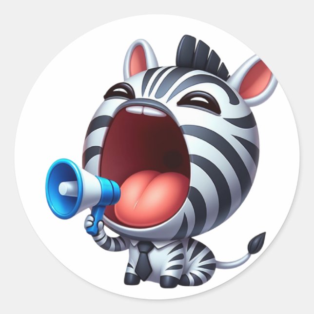Sticker Rond MegaPhone Cute Zebra (Devant)