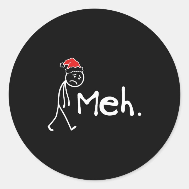 Sticker Rond Meh. Funny Christmas Introvert  (Devant)