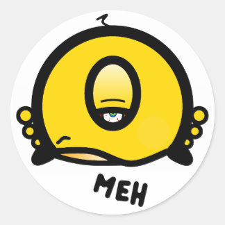Sticker Rond Meh One-Eyed Weird Creature Cartoon Character