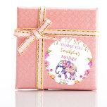 Sticker Rond Mehndi mariage indien éléphant fleurs roses faveur<br><div class="desc">Mehndi mariage indien orné éléphant henné avant mariage mehndi faveur cadeau merci autocollants,  joli décoré éléphant cerise fleurs or ornements modernes aquarelle coloré de faveur autocollants.</div>