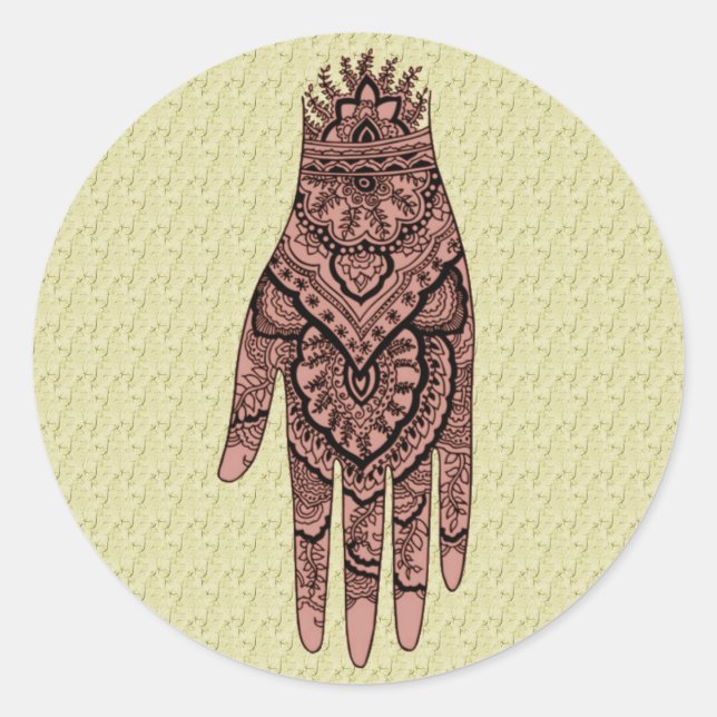 Sticker Rond Mehndi Tattoo Body Art Design (Devant)