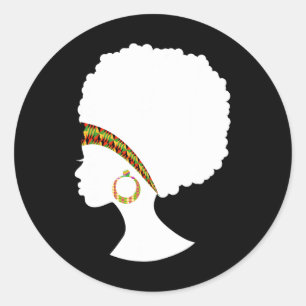 Sticker Rond Meilleur Africain Américain Kente Naturel Hair Clo