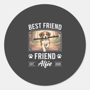 Sticker Rond Meilleur Ami Alfie Amoureux des Chiens