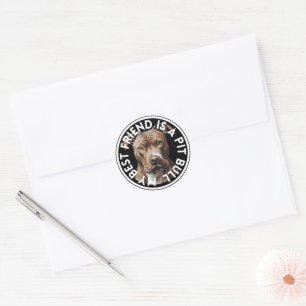 Sticker Rond Meilleur Ami Pit Bull Terrier