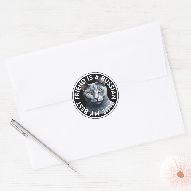 Sticker Rond Meilleur Ami Russe Bleu (Enveloppe)