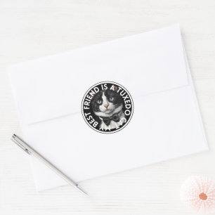 Sticker Rond Meilleur ami Tuxedo Chat