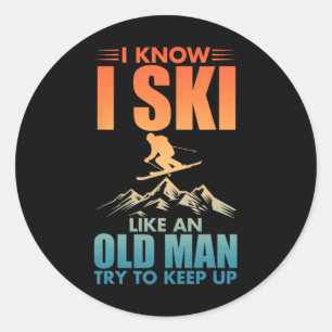 Sticker Rond Meilleur art de ski pour grand-père hommes skiant