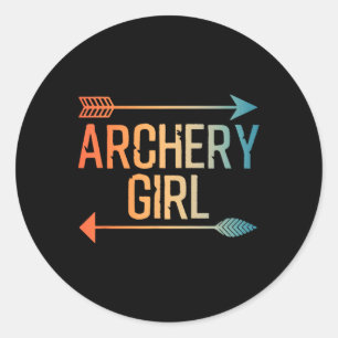Sticker Rond Meilleur Art De Tir À L'Arc Pour Filles Femmes Cro