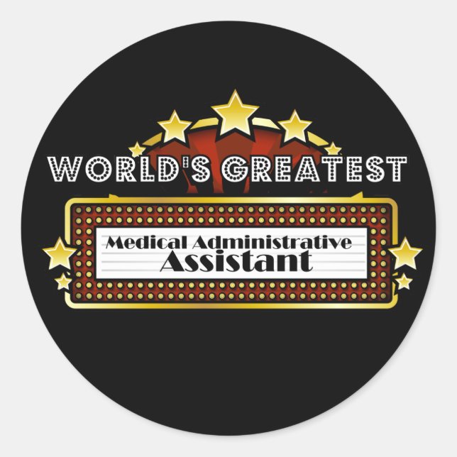 Sticker Rond Meilleur assistant administratif Médicale au monde (Devant)