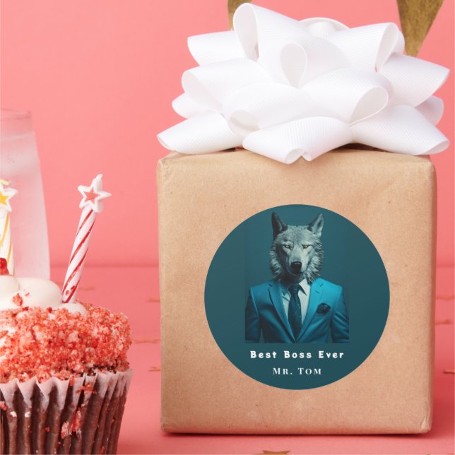 Sticker Rond Meilleur Boss jamais (Fête)