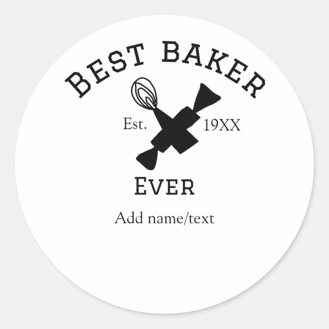 Sticker Rond Meilleur boulanger jamais ajouter nom texte cuisso (Devant)