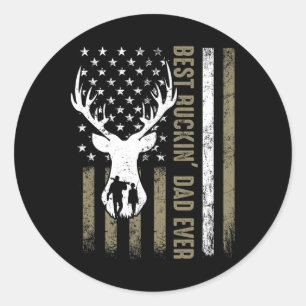Sticker Rond Meilleur Buckin' Papa Jamais Deer Chasse Fête des 