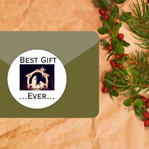 Sticker Rond Meilleur Cadeau Noël Histoire de la Nativité