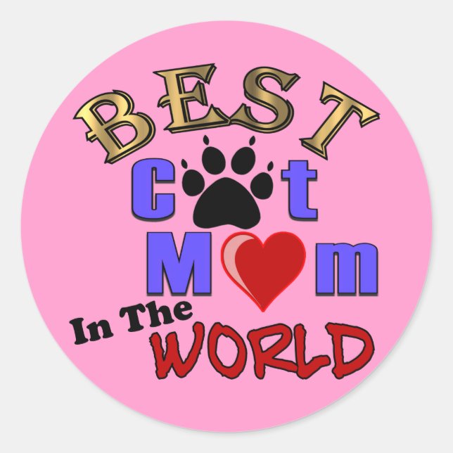 Sticker Rond Meilleur chat Maman dans le monde Cadeaux pour la  (Devant)