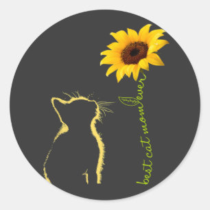 Sticker Rond Meilleur Chat Maman Ever Sunflower Chat Maman Noël
