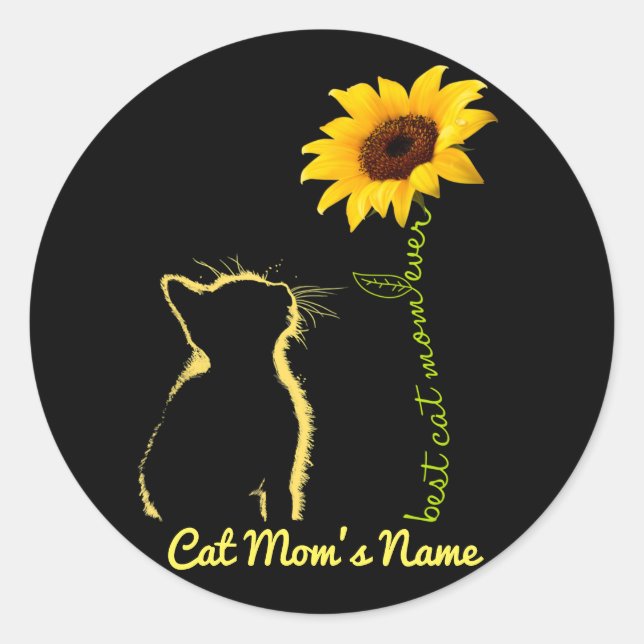 Sticker Rond Meilleur Chat Maman toujours Sunflower Chat Mommy  (Devant)