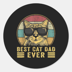Sticker Rond Meilleur Chat Papa Jamais Fête des pères Cadeau Pè