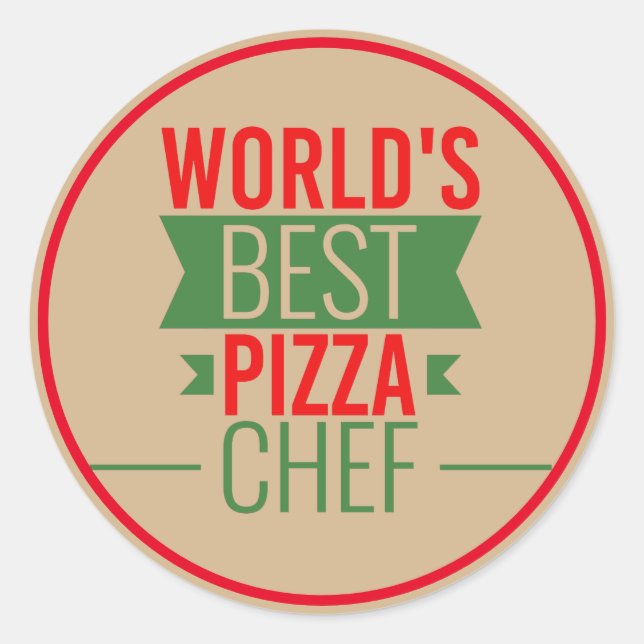 Sticker Rond Meilleur chef de pizza du monde - vert rouge (Devant)