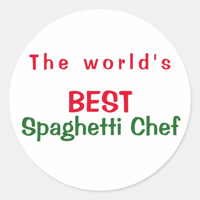 Sticker Rond Meilleur chef de spaghetti du monde - rouge blanc  (Devant)