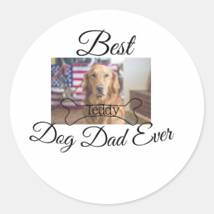 Sticker Rond Meilleur chien papa jamais ajouter nom de l'animal