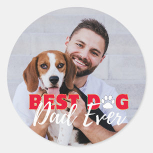 Sticker Rond Meilleur Chien Papa Jamais Photos Personnalisées