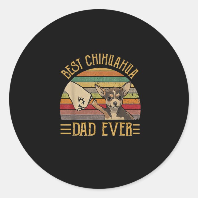 Sticker Rond meilleur chihuahuua dad evsunsunsunset (Devant)