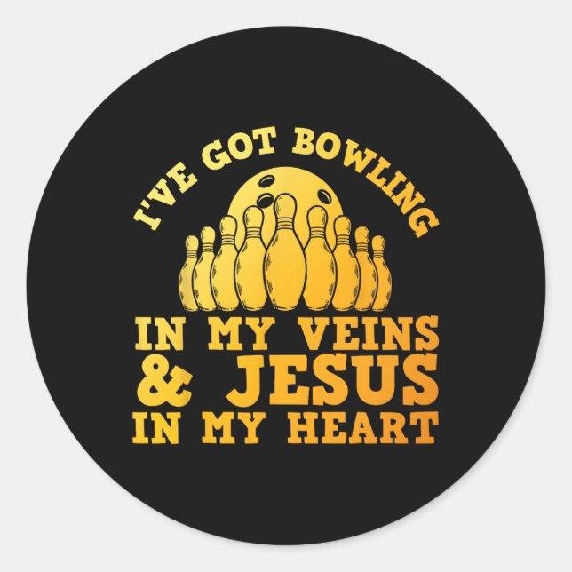Sticker Rond Meilleur Conception De Bowling Pour Hommes Femmes  (Devant)