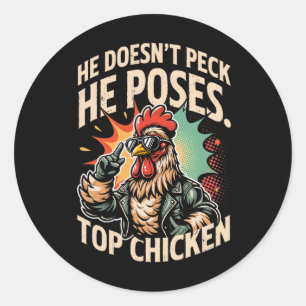 Sticker Rond Meilleur Coq Drôle Amoureux d'Éleveur de Poulet Ne
