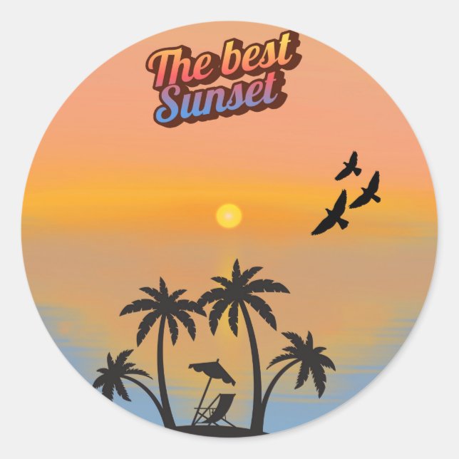 Sticker Rond Meilleur coucher de soleil. (Devant)