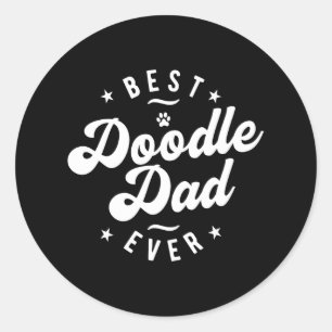 Sticker Rond Meilleur Doodle Papa Jamais Doodle Papa