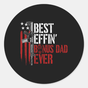 Sticker Rond Meilleur Effet Bonus Papa Jamais Papa Droits d'Arm